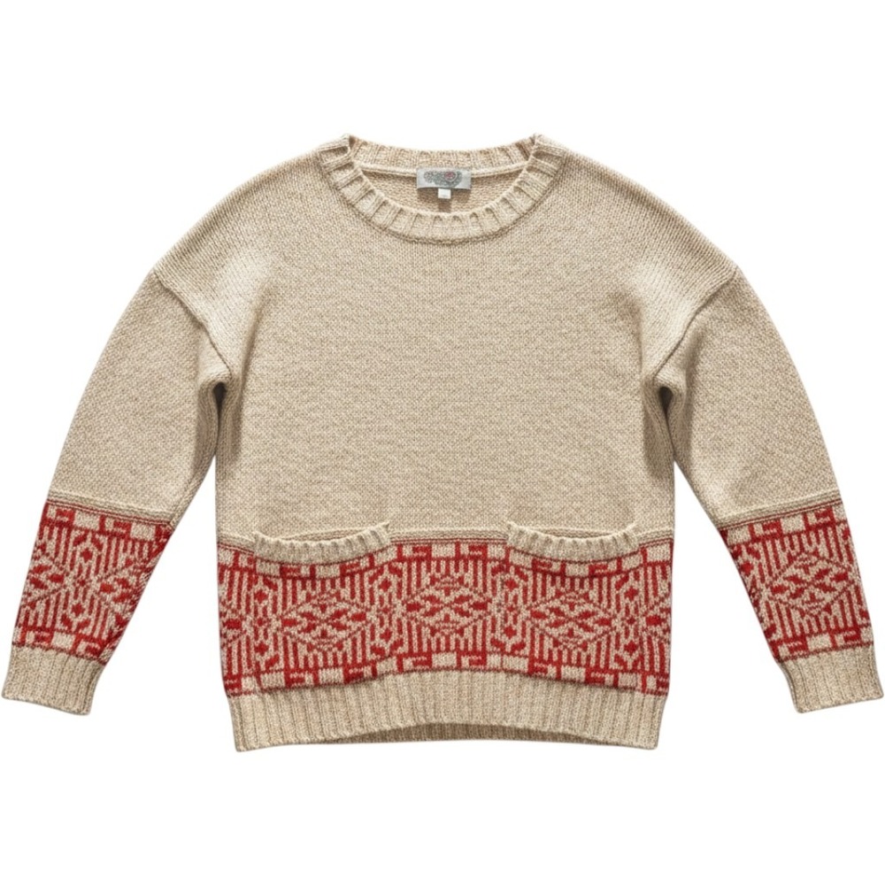 Ecote Sweater Womens Small Fair Isle Pockets Boho Cabin Cozy Rustic Cottage